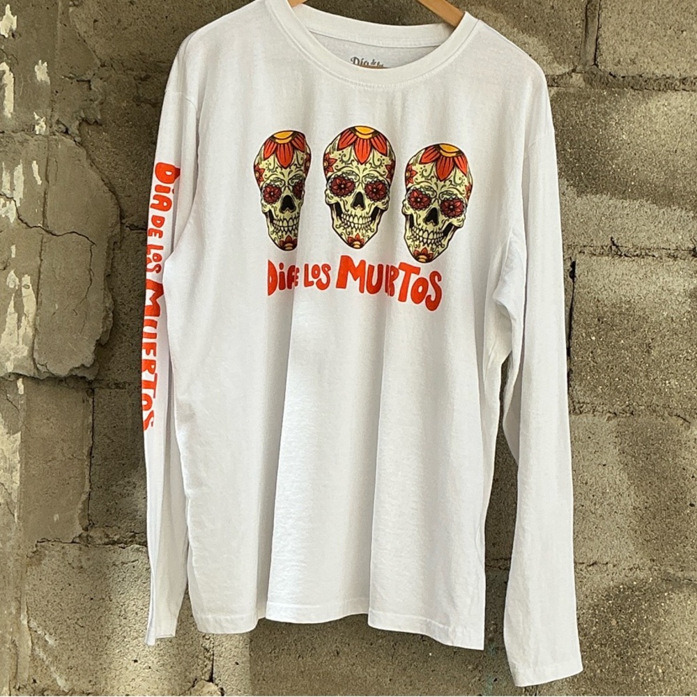 White Dia de los Muertos Long Sleeve Tee